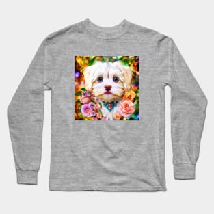 Blue-eyed Maltese Portrait Long Sleeve T-Shirt